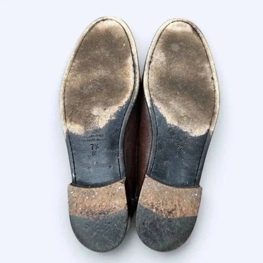 Zelli Ostrich & Leather Tassel Loafers Brown Men’s Slip On Dress Shoes Size 7.5M